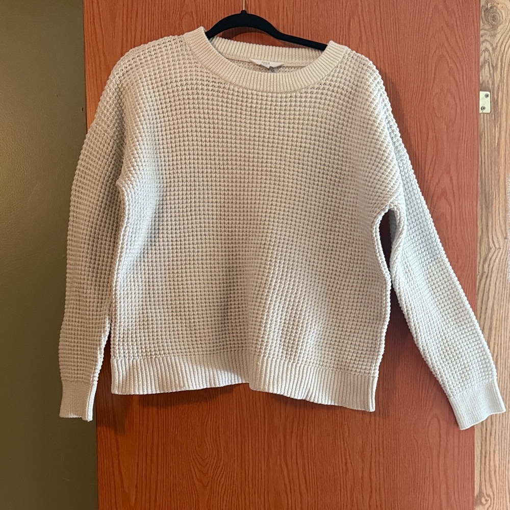 Time and Tru Cream Waffle Knit Sweater